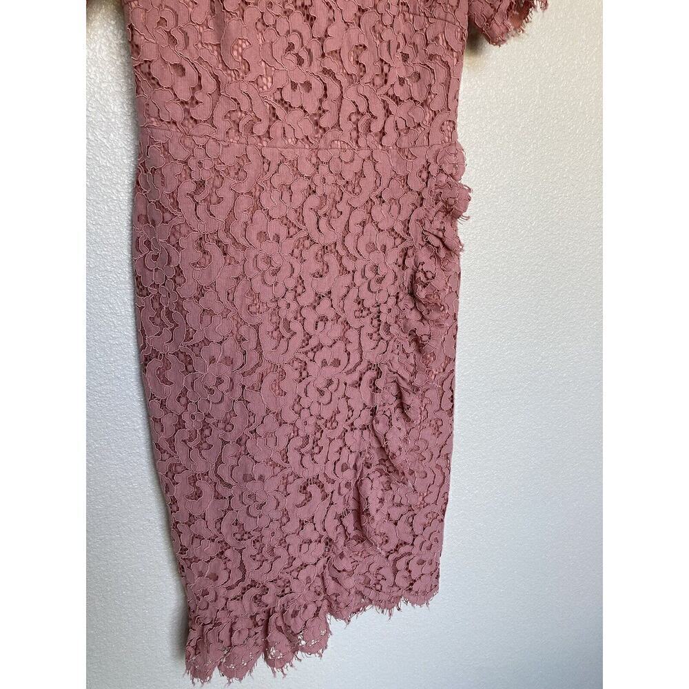 Rachel Parcell Pink Lace Dress Size Medium Knee Length Short Sleeve Ruffle - Picture 4 of 8